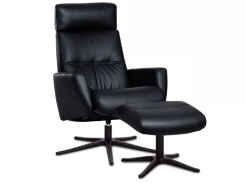 IMG Comfort Space 3400 Sessel und Hocker – Kaschmirstoff / schwarzes Gestell.
