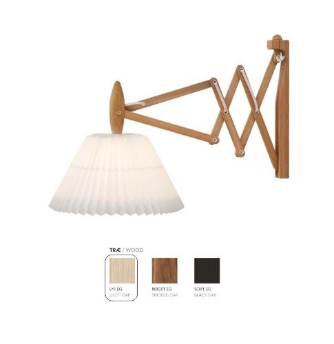 Le Klint 223 2/17 Scherenlampe für die Wand, H: 31 cm – Lampenschirm aus heller Eiche/Papier