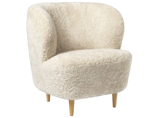 GUBI Stay Loungesessel vollgepolstert SH: 40 cm - Moonlight/Eiche 
