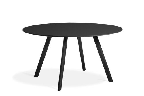 HAY CPH 25 Runder Tisch Ø: 140 cm – Schwarz lackierte massive Eiche/Schwarzes Linoleum