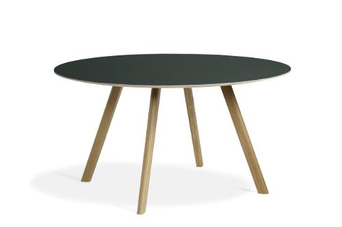 HAY CPH 25 Runder Tisch Ø: 140 cm – Lackierte massive Eiche/Grünes Linoleum