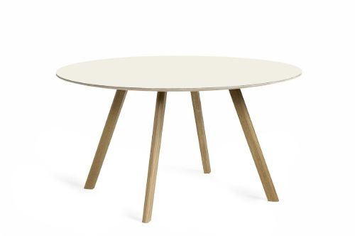 HAY CPH 25 Runder Tisch Ø: 140 cm – Lackierte massive Eiche/Grauweißes Linoleum