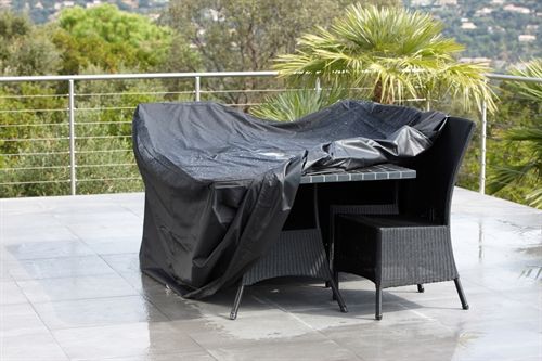 Cane-line Outdoor Cover 3 für Esstische bis 210 cm inkl. 6 Stühle 215x145 cm - Schwarz