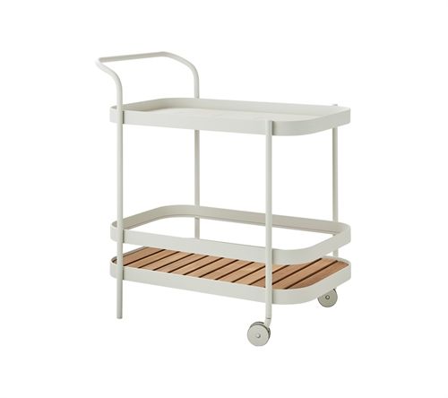 Cane-line Outdoor Roll Barvogn, inkl. teak bordplade - white