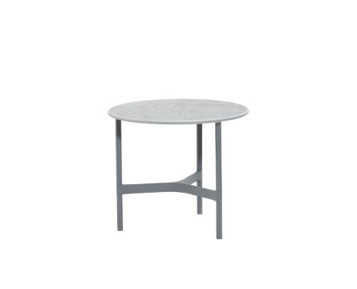 Cane-line Outdoor Twist Couchtisch Lille Ø: 45 cm - Hellgrau/Fossilgraue Keramik