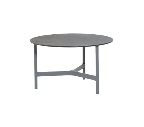 Cane-line Outdoor Twist Sofabord Mellem Ø: 70 cm - Light Grey/Fossil Black Keramik