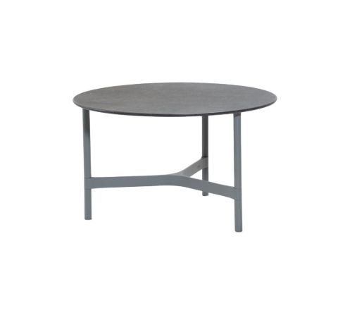 Cane-line Outdoor Twist Couchtisch Mittel Ø: 70 cm - Hellgraue/fossilschwarze Keramik