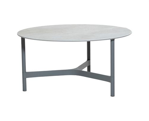 Cane-line Outdoor Twist Couchtisch Stor Ø: 90 cm - Hellgrau/Fossilgraue Keramik