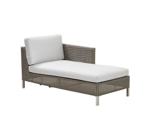Cane-line Outdoor Connect Chaiselounge Links inkl. Kissen L: 153 cm – Taupe/Weiß