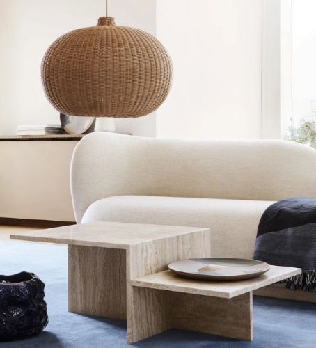 Ferm Living Distinct Couchtisch 35x100 cm - Travertin