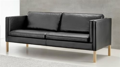 Stouby Eva 2 personers Sofa L: 141 cm - Sort  Semianalin læder