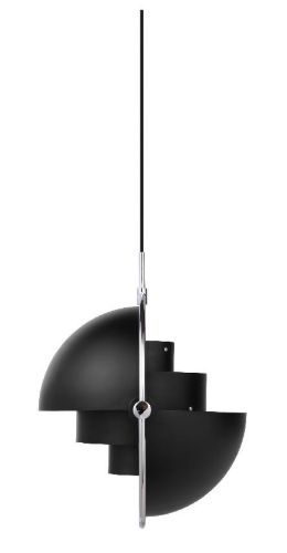 GUBI Multi-Lite Pendelleuchte Ø: 36 cm Chromsockel – schwarzer Schirm