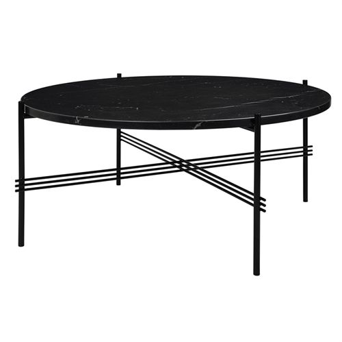 GUBI TS Coffee Table Ø:80 cm black base - Marble Black top