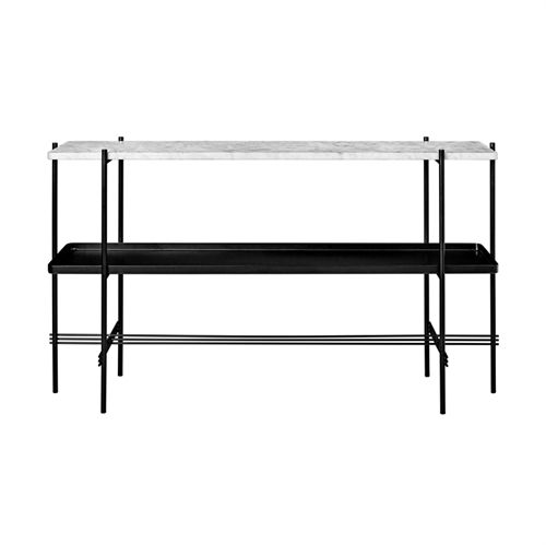 GUBI TS Console 2 rack w. tray black base - Marble White top