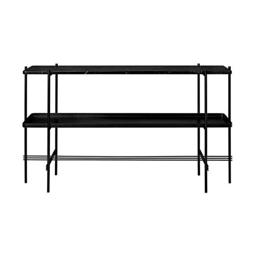 GUBI TS Console 2 Rack with Tray L: 120 cm - Black Base/Black Marquina Marble
