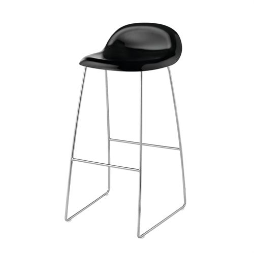 GUBI 3D Bar Stool H:75cm Sledge Chrome Base | Black Stained Beech Semi Matt Lacquered