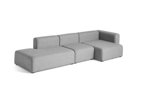 HAY Mags 3-Sitzer-Kombination 4 L: 321 cm – Rechtes Ende – Hallingdal 130/Schwarz gebeizte Buche