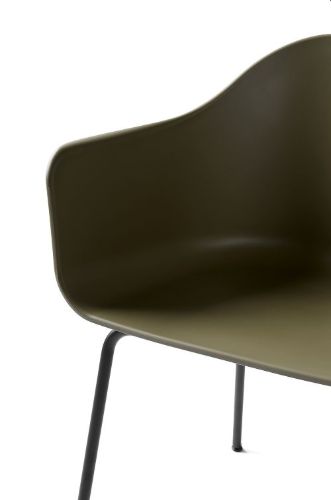 Audo Copenhagen Harbour Esszimmerstuhl SH: 45 cm – Gestell aus olivfarbenem / schwarzem Stahl
