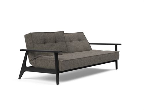 Innovation Living Splitback Frej Schlafsofa L: 232 cm – Schwarze Eiche/Flashtex Dunkelgrau