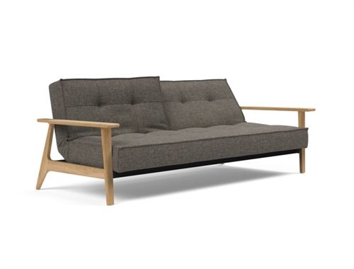 Innovation Living Splitback Frej Schlafsofa L: 232 cm – Eiche/Flashtex Dunkelgrau