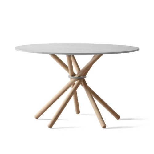 Eberhart Furniture Hector 120 Dining Table Ø: 120 cm - Light Concrete/Light Oak