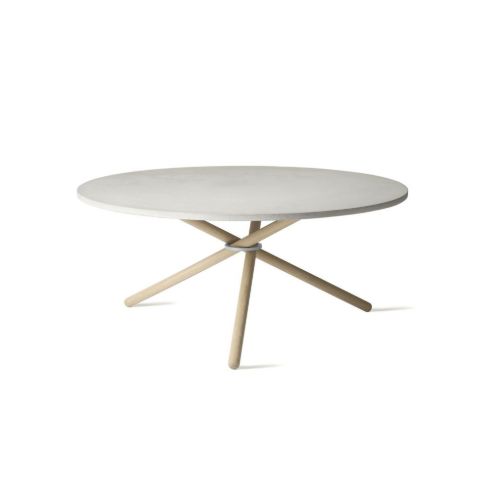 Eberhart Furniture Edda Coffee Table Ø: 105 cm - Light Concrete/Light Oak