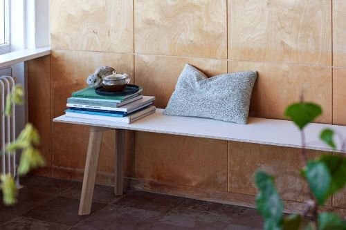 HAY CPH Deux 215 Bench 140 x 35 x 45 cm – unbehandelte massive Buche/perlweißes Laminat