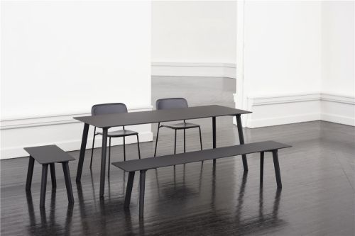 HAY CPH Deux 215 Bench 75 x 35 x 45 cm – schwarz lackierte massive Buche/Tintenschwarzes Laminat
