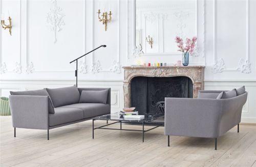 HAY Silhouette 3-Personen-Sofa Mono L:212 cm – Coda 182 / Schwarz pulverbeschichteter Stahl