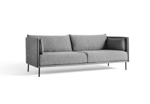 HAY Silhouette 3 Personers Sofa Mono L:212 cm - Hallingdal 166 / Black Powder Coated Steel
