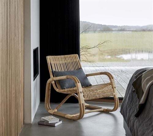 Cane-line Indoor Curve Loungesessel SH: 34 cm – Natürliches Rattan
