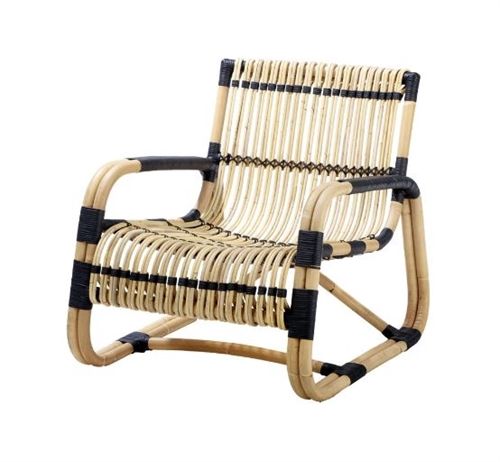Cane-line Indoor Curve Loungestol SH: 34 cm - Natural Rattan/Black Bindings