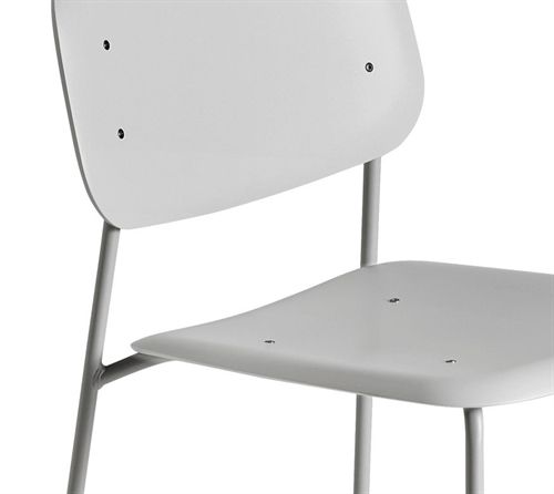 HAY Soft Edge P10 Barhocker niedrig SH: 65 cm – Soft Grey pulverbeschichteter Stahl/Soft Grey