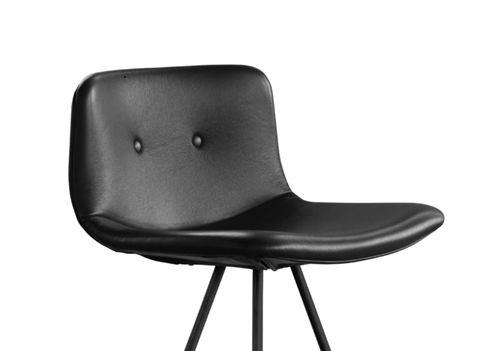 Bent Hansen Primum Barhocker hoch SH: 79 cm – Zenzo 2 207 Schwarzes Leder/schwarz pulverbeschichteter Stahl