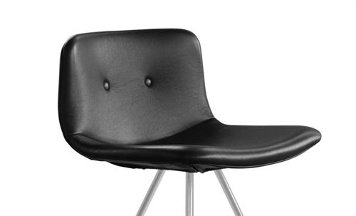 Bent Hansen Primum Barhocker niedrig SH: 65 cm – Zenzo 2 207 Schwarzes Leder/Edelstahl