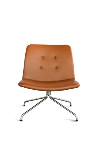 Bent Hansen Primum Loungestol  - Cognac Adrian Læder/Rustfrit Stål m. Drejestel