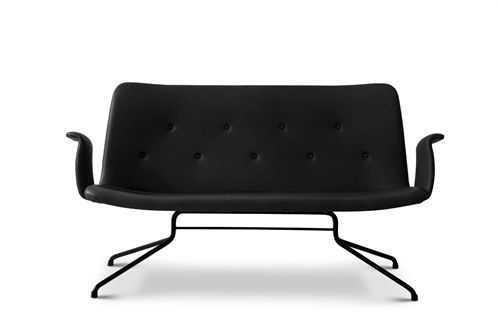 Bent Hansen Primum 2 pers. sofa m. Armlæn L: 140 cm - Sort Adrian Læder/Sort Stel