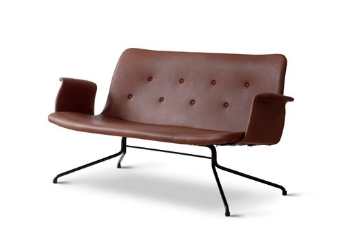 Bent Hansen Primum 2-Personen-Sofa mit Armlehnen L: 140 cm – Davos braunes Leder/schwarzer Rahmen