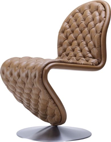 Verpan System 1-2-3 Dining Chair Deluxe SH: 47 cm - Savanne 322 Leather/Aluminium