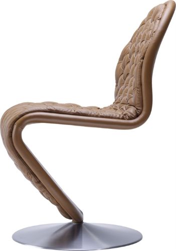 Verpan System 1-2-3 Esszimmerstuhl Deluxe SH: 47 cm - Savanne 322 Leder/Aluminium