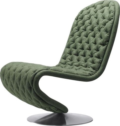 Verpan System 1-2-3 Lounge Chair Deluxe SH: 38 cm - Divina Melange 971 Green/Aluminium
