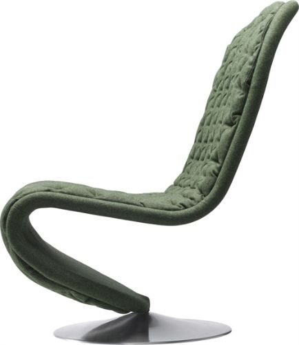 Verpan System 1-2-3 Lounge Chair Deluxe SH: 38 cm - Divina Melange 971 Grün/Aluminium