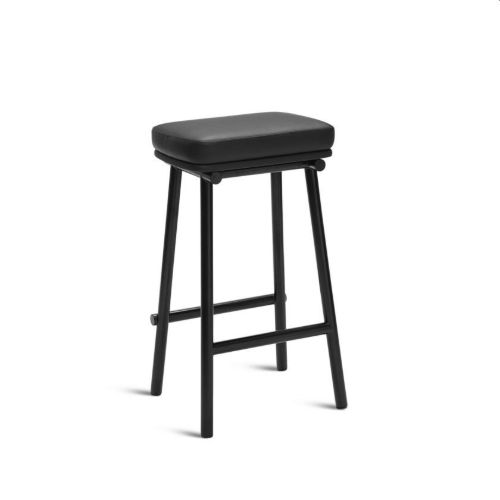 Please Wait to be Seated Tubby Tube Counter Stool Upholstery H: 68 cm - Black/Savanne Leather