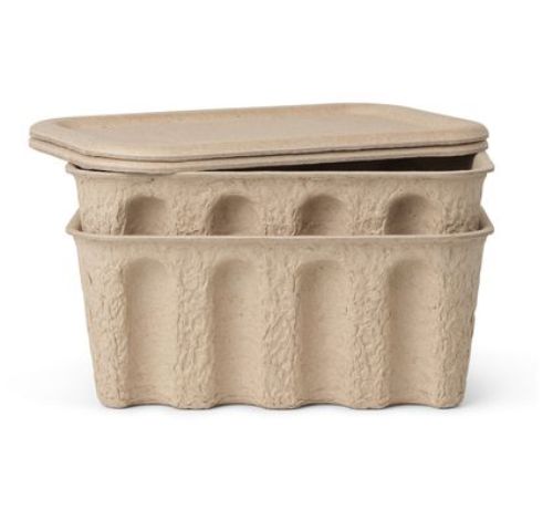 Ferm Living Paper Pulp Box Set Of 2 Small H: 12,5 cm - Brown