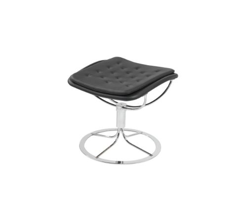 Bruno Mathsson Mi 469 Fodskammel til Jetson 69 m. 18 Stikninger H: 42 cm - Sort Elmo Nordic Læder / Massiv Forkromet Stålstel