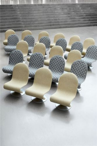 Verpan System 1-2-3 Lounge Chair Standard SH: 38 cm – Sørensen Hero Schwarzes Leder/Aluminium