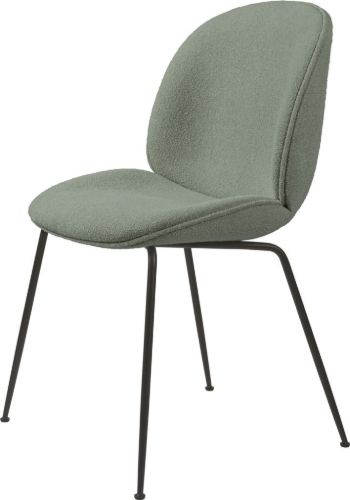 GUBI Beetle Dining Chair Fully Upholstered Light Bouclé SH: 45 - Black/012