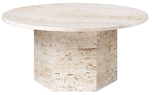 GUBI Epic Coffee Table Ø: 80 cm - White Travertine