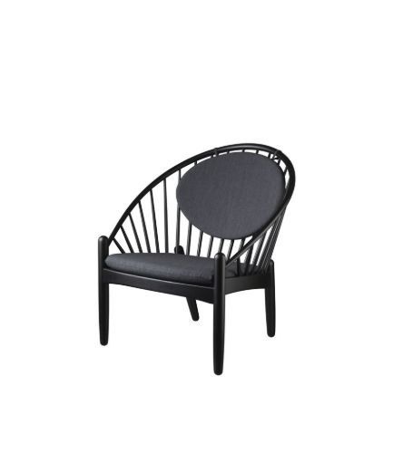 FDB Møbler J166 Poul M. Volther Jørna Sessel SH: 40 cm – Schwarze Eiche/Dunkelgrau Crisp