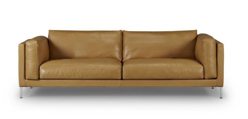 Juul 301 2,5 Pers. Sofa L: 240 cm - Prestige Cognac Læder/Børstet Rustfrit Stål